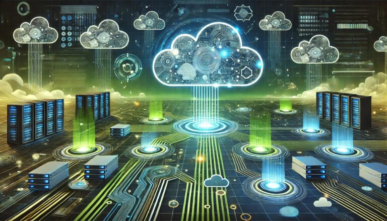 Image showing IT cloud technology working.