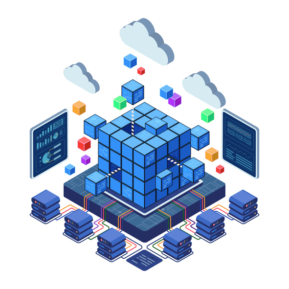 Image showing IT cloud technology working.